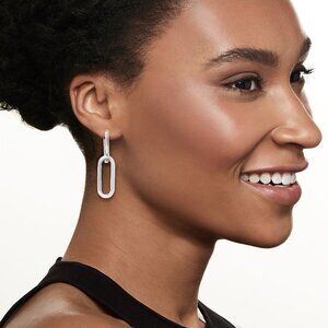 Ross Simons Italian Sterling Silver Paper Clip Link Hoop Drop Earrings